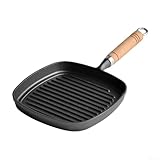 Photo Gallery faculx padella in ghisa striata da 22 cm, con manico in legno resistente al calore, pentole da cucina per stufe domestiche, padella per bistecca pesce gamberetti Photo Gallery faculx padella in ghisa striata da 22 cm, con manico in legno resistente al calore, pentole da cucina per stufe domestiche, padella per bistecca pesce gamberetti