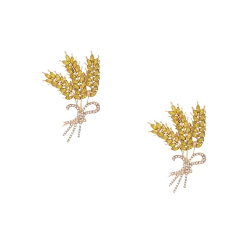 Broche homme costume strass boutonnière épi de blé jaune mode