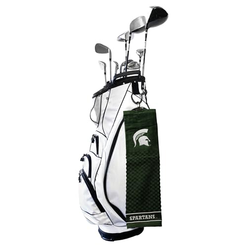 Image of Team Golf NCAA Michigan State Spartans Embroidered Golf Towel Embroidered Golf Towel, Checkered Scrubber Design, Embroidered Logo