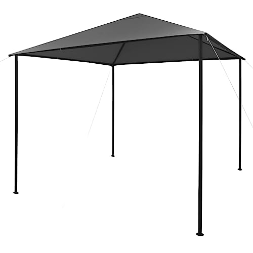 vidaXL Gazebo 3x3 m Anthracite- Steel & Oxford Fabric Pavillion- Outdoor Activities Shelter- Family Gathering, BBQ, Picnic, Party Canopy- Water-Resistant, UV-Resistant- Assembly Required