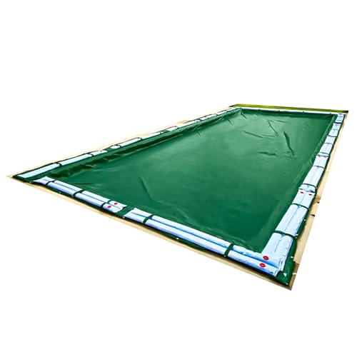 SWIMLINE HYDROTOOLS Supreme Guard Heavy Duty Winter Pool Cover for Inground Swimming Pools | for 20 X 40 FT Rectangle Pools | 25 X 45 FT Cover Size | Green/Black | Water Tube Sleeves | CO122545LS