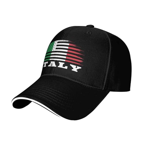 Funny Brush Italian Italy Flag Unisex Dad Trucker Hat Adult Adjustable Fashion Funny Baseball Cap for Men Women Black Sandwich Hats