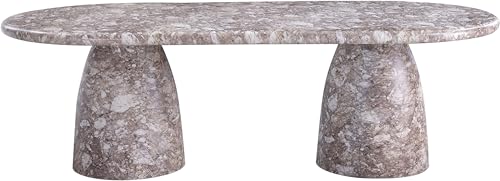 Image of Meridian Furniture 708Brown-T Cosenza Collection Art Deco 96 inch Indoor /Outdoor Concrete Dining Table with Brown Marble Finish, 96 inch W x 44.5 inch D x 30 inch H, Brown