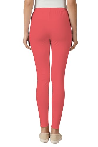 Image of Women's Cotton Lycra Ankle Length Leggings | Regular Rise, Soft 4 Way Stretch Fabric | Casual & Ethnic Wear