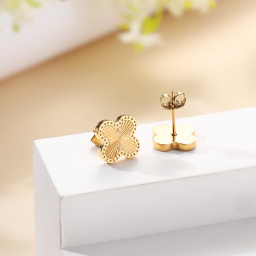 18K Gold Plated Clover Earrings for Women Four Leaf Clover Stud Earrings Lucky Dangle Earrings Simple Jewelry Gifts for Women4