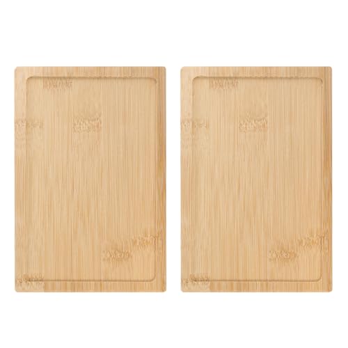 sourcing map 2pcs Bamboo Serving Tray 7.09 x 4.72 Wooden Rectangular Tea Tray Natural Bamboo Tabletop Food Serving Platters for Breakfast Dinner Coffee Tea Drink Fruit Snack, Yellow