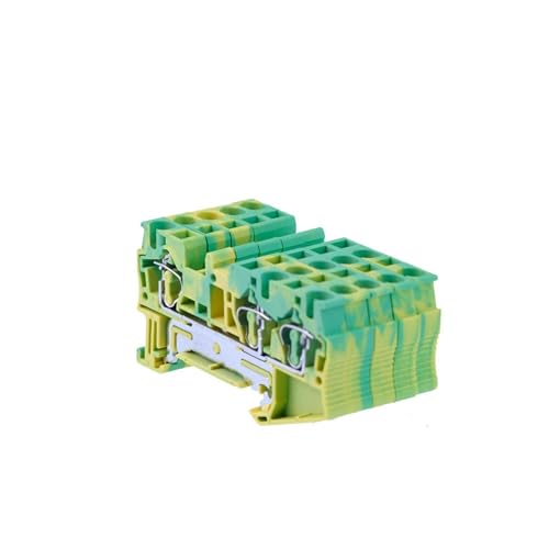 PE Din Rail Terminal Blocks 10Pcs ST-4-TWIN PE Connectors Pull Type Three Conductor Spring Ground Wire Conductor