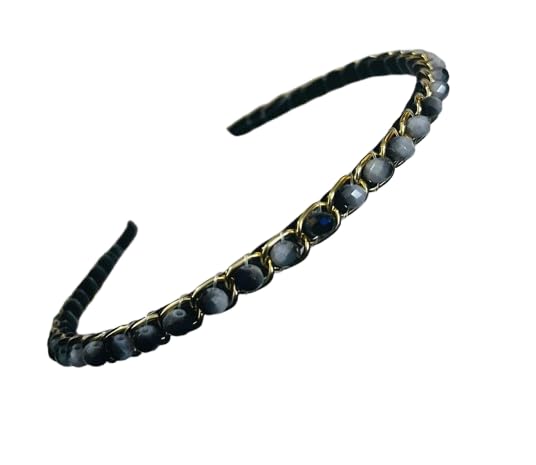 Image of Sleek Chain with Bluish Grey Plastic Fancy Party Wedding Hairband For Girls and Women |Embellished hairband |Hair accessories for women stylish