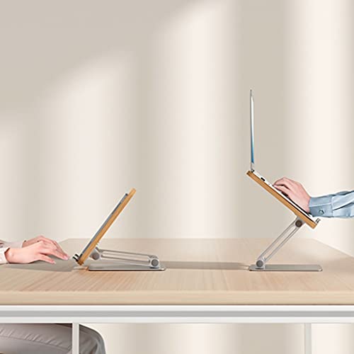 Soporte de madera para portátil marrón elevable y plegable para escritorio 6