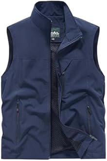 Men's Softshell Vest Outerwear Zip Up Sleeveless Quick Dry Fishing Vests Outdoor Casual Multi Pocket Jacket for Hiking Golf