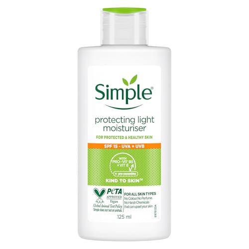 Simple Kind To Skin Protecting Con Provitamina B5, Vitamina E Y Glicerina Loción Hidratante Ligera Spf 15 Para Pieles Sensibles 125 Ml
