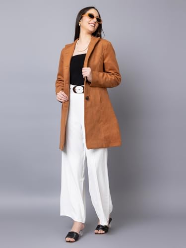 Image of CHKOKKO Women Chic Winter Coat Single Breasted | Knee Length Design with Buttoned Closure and Practical Front Side Pockets for Stylish and Comfortable Wear