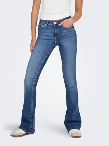 Image of Only Women's Mid Rise Bootcut Flared Jeans | Stretchy & Stylish Retro Look