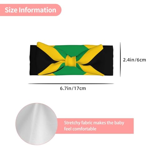 FoRes Flag of Jamaica Baby Bow Headband â€“ Cute & Delicate Hair Accessories for Newborns, Infants, Toddlers â€“ Skin-friendly Hairband, Black3
