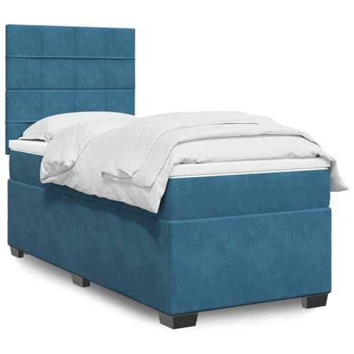 Vetnasa Cama Box Spring con colchón tercio Azul 90x190 cm Mobiliario, Camas y Accesorios, Camas y somieres Azul 64,03 KG