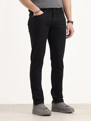 Image of WROGN Men's Cotton Blend Jeans | Solid | Slim Fit
