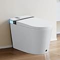 Smart Toilet with Built-In Bidet, Auto Open/Close, Foot Sensor, LED Display, Night Light, Warm Water & Dryer, Revolving lamp, Side Knob With Multiple Controls, Smart Toilet for Bathroom, Ceramic White