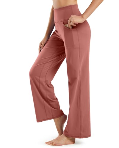 Image of Promover Wide Leg Pants Woman Yoga Pants with Pockets Stretch Loose Casual Lounge Sweatpants Petite /Regular /Tall