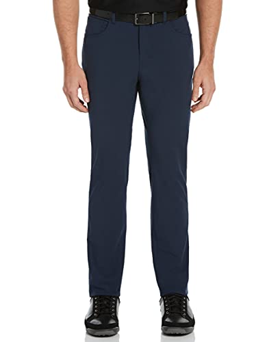 PGA TOUR Men's Flat Front Comfort Stretch 5 Pocket Pant, Deep Navy Heather, 34W x 32L Cover