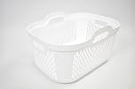 Addis Signature 45L Laundry Basket with Built-In Handles, Large Plastic Washing Basket for Clothes & Family Laundry, Ventilated, Durable UK Made, White