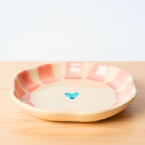Image of WEAVING HOMES Striped Handmade Dessert Plate, Size: 11 cm Microwave & Dishwahsher Safe (Set of 1)