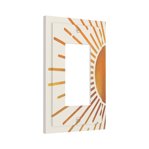 Decorative Outlet Covers Mid Century Gold Sun Boho Sunrise 1 Gang Rocker Light Switch Cover Plate Single Decora Light Switch Covers Wall Plate Faceplate for Bedroom Home Decor