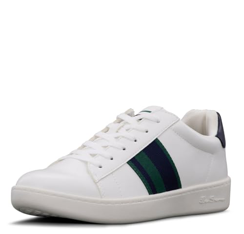 Ben Sherman Men's Hampton Stripe, White/British Navy/Green, 8 M US