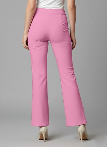 Image of Mehrang Cotton Blend Bootcut Parallel Trouser Pants for Women Regular Fit, Bellbottom Straight Pants for Womens