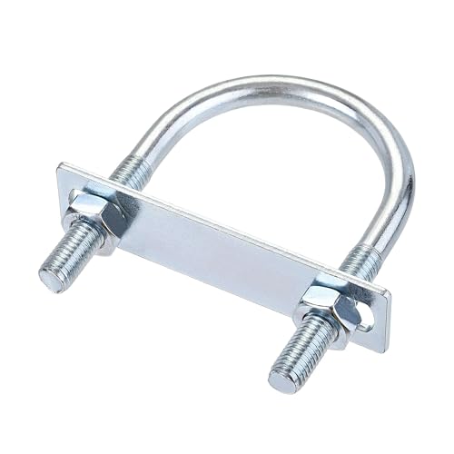 MACHSWON Round U-Bolt,1 Set Zinc Plated Alloy Steel M10 U Bolts 60mm(2.36") Inner Width 100mm Length with Nuts and Frame Plate for Automobiles Boat Trailer