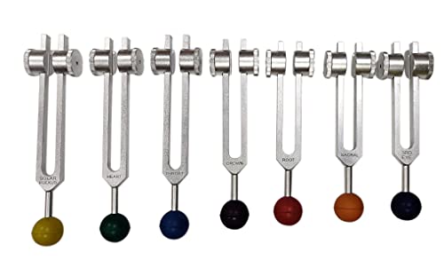 Chakra Tuning Forks Set - 7 Weighted Tuning Forks With Colored Chakra Balls And Free Pouch And Free Activator #TOP1