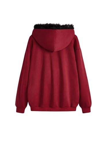 SOLY HUX Women's Zip Up Hoodie Streetwear Graphic Hoodies Y2K Jacket with Fur Collar 90s Outfits Gothic Scene Clothes2