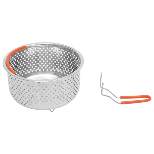 Cesta Profunda de Freidora de Acero Inoxidable, Cesta Redonda de Malla de 7.87 x 7.48 Pulgadas, Accesorio Multifuncional Removible para Escurrir y Servir, con Manijas Plegables miniatura 3