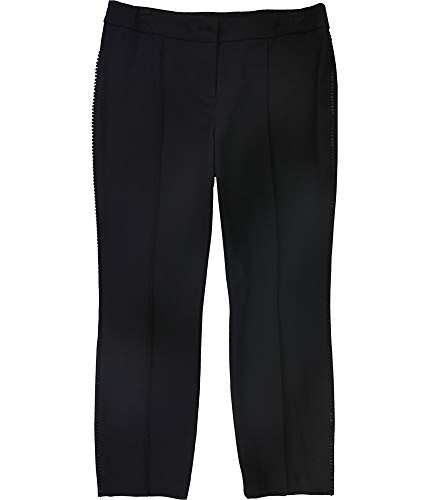 Alfani Womens Crochet-Trim Casual Cropped Pants, Black, 8
