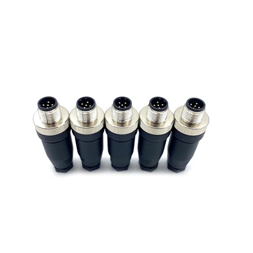 5 Pcs M12 5 Pin B Code Male Connector, IP67 Waterproof B Code Industrial Circular Connector Field Assembly Wireable Adapter Unshielded Straight Type Sensor for PG7 Cable 125V 4A
