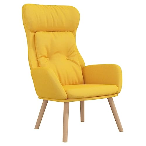 vidaXL Chaise de Relaxation Siège de Salon Chaise de Salon Fauteuil de Relaxation Meuble de Salle de Séjour Intérieur Tissu Jaune Moutarde