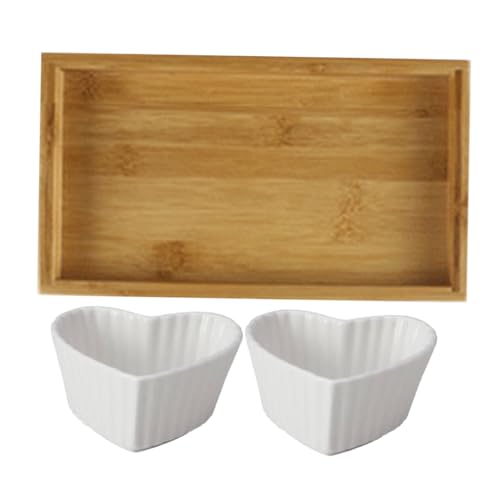 Alipis 1 Juego Platos De Cerámica Para Aperitivos Cuchara Tapa Alimento Tazas De Postre Manejar Ramequines Lindo Plato De Cena Junta Tazones Pequeños Para Servir Bambú Reutilizable