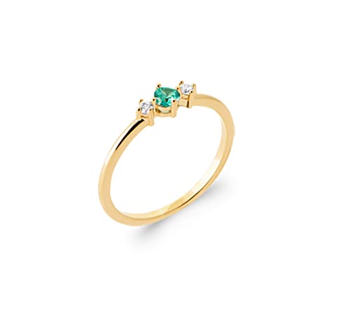 Alliance Plaqué Or 18 carats et Solitaire Vert Zirconium Tata Gisèle