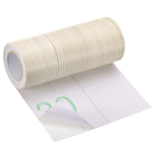 Image of uxcell Wood Grain Tape, 5.9 inch x33 Ft Self Adhesive Wood Grain Repair Patch for Baseboards, Doors, Floor Repair, Furniture Home Decor White Maple