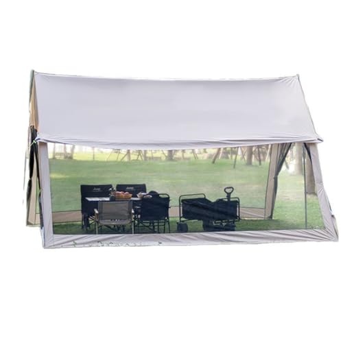 Xemuar キャノピーテント 大型タープ 蚊帳 5?8人用 換気 蚊よけ 雨や日差しから守る 収納バッグ付き 持ち運び可能 釣り キャンプ ピクニック (カーキシルバー塗装)