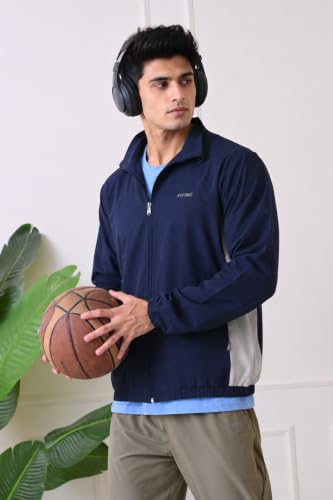 Image of FITINC Men's Sports Jacket | Regular Fit | Full Zip | Zipper Pockets | Jacket for Gym, Running, Cycling & Travel