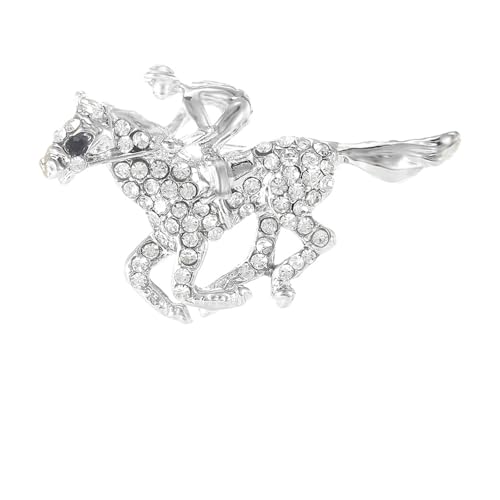 Image of Dreuyet Horse Brooch Pin Horse Racing Suit Lapel Pin for Women Men Rhinestone Antique Gold Horse Animal Brooch Clothing Outfits Accessory Jewelry