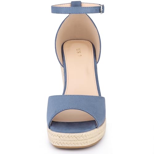 Allegra K Women's Espadrille Platform Ankle Strap Wedge Heel Sandals3