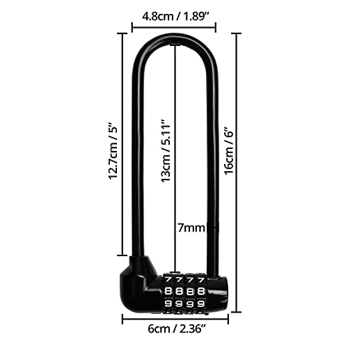 Kurtzy Antivol Velo Code à 4 Chiffres (Lot de 2) - 16 cm avec Longue Anse - Antivol Vélo Étanche avec Code Réinitialisable - Antivol Trotinette Electrique, Portails, VTT, Sport, École et Casiers