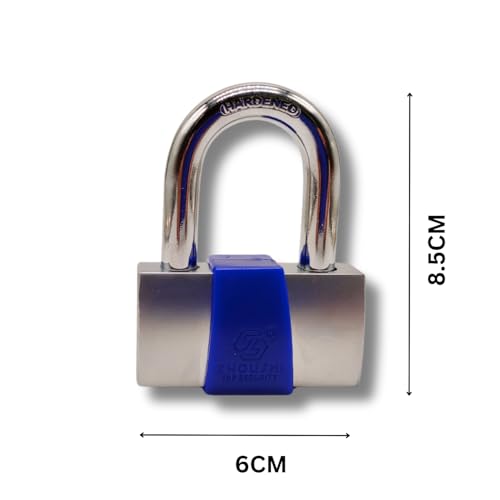 Image of Heavy Duty Keyed Lock | Hardened Steel Shackle Lock | Anti-Rust Security for Gate, Warehouse & Outdoor Use (ALT-29 Blue (60MM))
