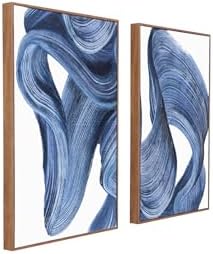 Zessonic Blue Abstract Wall Art Set of 2- Framed Twist Stroke Min...