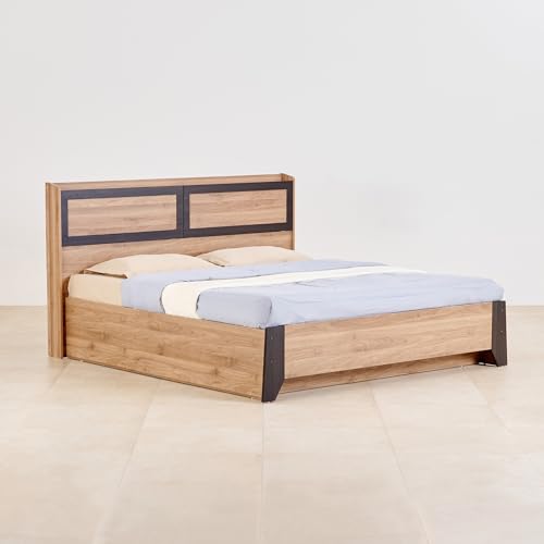 Image of Home Centre Helios Amberly Queen Bed |Engineered Wood with Box Storage Queen Bed| (Brown) |1 Year Warranty