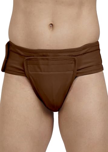 Image of Inguinal Hernia Supporter |HIGH COMPRESSION || Hook & Loop Closure || Scrotum Support || Gym & Daily Use Supporter || Relieve Pain and Swelling || Stretchable || Cotton-Lycra Fabric || Breathable Cotton-Lycra (Brown, 5XL)