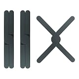 PDETVEO 3PCS Foldable Silicone Trivet Set, Expandable Hot Pads for Kitchen, Heat Resistant Pot Holders, Non-Slip Table Protector Mat for Hot Dishes, Pots(Gray)