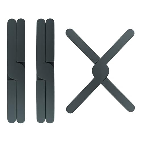 PDETVEO 3PCS Foldable Silicone Trivet Set, Expandable Hot Pads for Kitchen, Heat Resistant Pot Holders, Non-Slip Table Protector Mat for Hot Dishes, Pots(Gray)