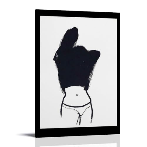 YAPING Póster abstracto con diseño de silueta de chica en color negro, 40 x 60 cm